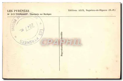 De Pyreneeën — Afdaling naar Barèges — Uitgaven ALIX, Bagnères-de-Bigorre — Achterkant