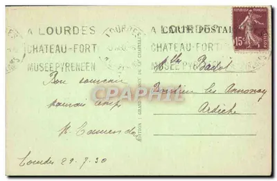 De Lourdes, portez-lui — 123. — Edição Grand Pâtis de la Chaîne — Verso