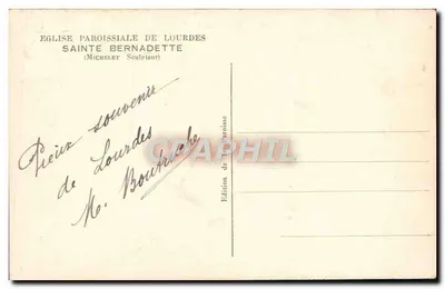 Estátua de Santa Bernadette — Igreja Paroquial de Lourdes — Escultor Michelet — Verso