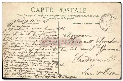Nancy — Pomnik Króla Stanisława — wydawca L.V.G.C. nr 1002 — Rewers