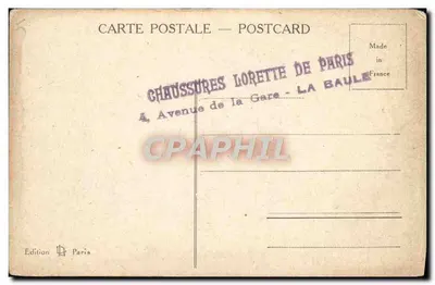 Widok La Baule — Wydawca Chaussures Lorette de Paris — nr 4, Avenue de la Gare — Rewers