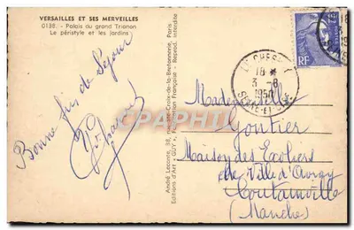 Versailles e suas maravilhas — Palácio do Grande Trianon, O pórtico e os jardins — Edições d'Art GUY, n° 0138 — Verso
