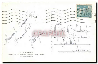 Estrada de Saint-Claude para Genebra — Os Curvas — C.A.P. (n°49) — Verso