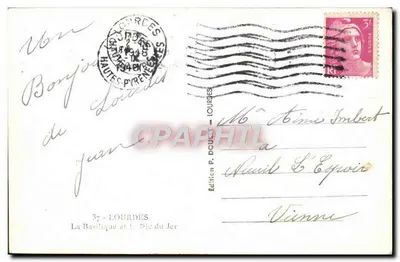 Lourdes — Bazylika i Pie du Jer — Wydawnictwo P. Douard — Rewers