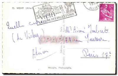Vichy (Allier) — Ogólny widok — Widoki miast wodnych, Éditions du Globe, Paryż — Rewers