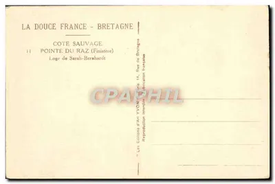 Pointe du Raz — Loge Sarah-Bernhardt — Wydawnictwo Yvonne — Rewers
