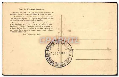 Fort Douaumont — widok z miejsca po bitwie — wydawca nieznany — Rewers