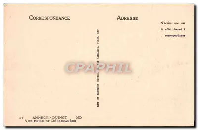 Annecy - Vue prise du Débarcadère — Éditeur: Lévy & Neurubin Réunis, Paris — Verso