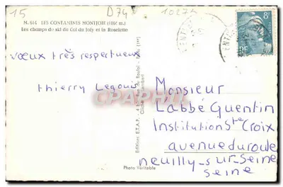 Les Contamines Montjoie — Tereny narciarskie na przełęczy Joly i Roselette — Wydawnictwo Véritable — Rewers