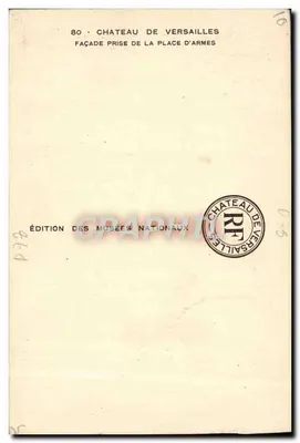 Bilhete postal antigo Palácio de Versalhes Facha da Tomada da Praça de Armas — Verso