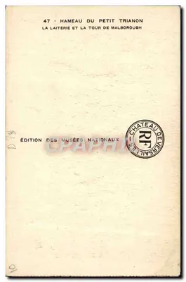 Villa del Pequeño Trianon — La Lechería y la Torre de Malborough — Edición de los Museos Nacionales — Reverso
