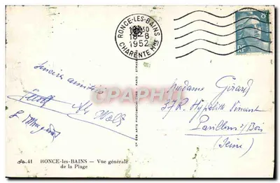 Ronce-les-Bains — Charente-Maritime — C.M. dos Arts Fotomecânicos — Verso