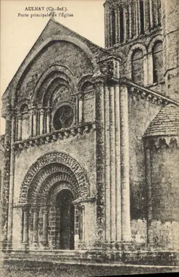 Aulnay (Ch.-Inf.) — Porta principal da Igreja — Editor H. Derdenu, St-Jean-d'Angély