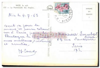 Nice, abends — Die Promenade des Anglais — Éditions Italcouleurs, n° 177 — Rückseite