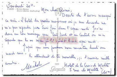 Notre-Dame w Paryżu — widok z Seiny — wydawca Ganycolor, nr 7077 — Rewers