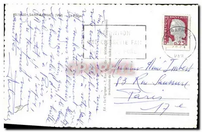 La Gigogne — animowana plaża z widoku z palm — Éd. La Gigogne, 7 Rue de l'Église, Monaco — Rewers
