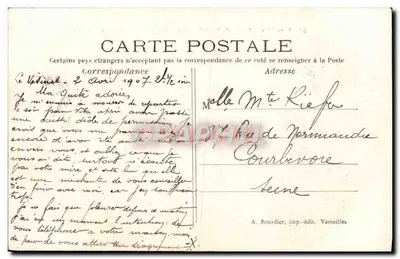 Versailles – Pałac Małego Trianonu – Pokój Marii Antoniny — A. Bourdier, wyd. Versailles — Rewers