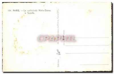 Paris — A catedral Notre-Dame, a fachada — Éditions Prince-le-Prince — Verso
