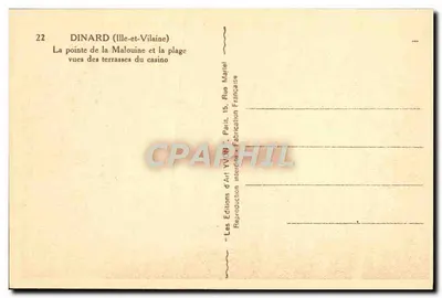 Dinard (Ille-et-Vilaine) — Wyspa Malouine i plaża widziana z tarasów kasyna — Wydawnictwo Art Martel — Rewers