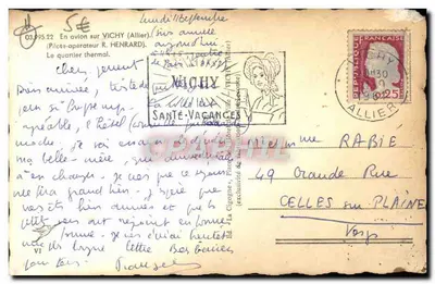 Widok z lotu ptaka na dzielnicy termalnej Vichy — wydawca La Zigogne, nr 395.22 — Rewers