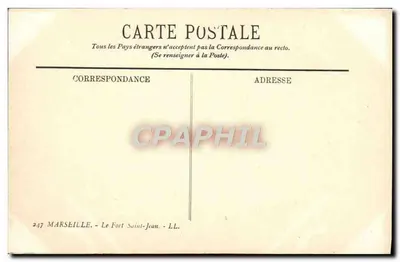 Marseille — O Forte Saint-Jean — Editor LL, n° 247 — Verso