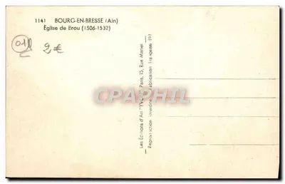 Iglesia de Brou — Bourg-en-Bresse (Ain) — Las Ediciones de Arte 'W.C.' París — Reverso