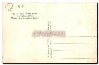 Dijon — Hotel Chambellan, Dom Ambasadorów — Wydawnictwo Art 'YVON' — Rewers
