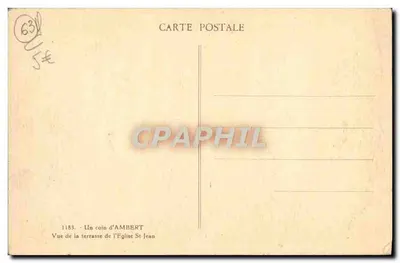 Ambert — Vista da plataforma da igreja São João — Carta postal n°1183 — Verso