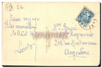 Bilhete postal antigo L'Auvergne Poetique O Lago E A Vila De Aydat — Verso