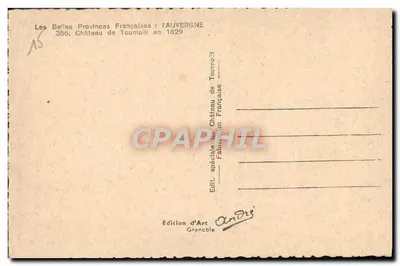 Zamek w Tournon — widok historyczny — Wydawnictwo Art Grenoble, nr 356 — Rewers