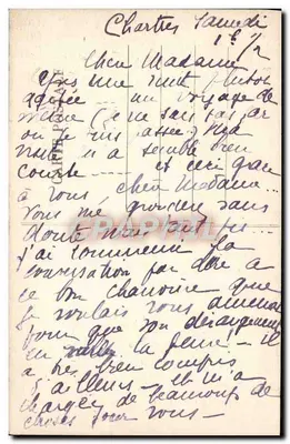 Chartres — Katedra, szczegół portalu południowego — wyd. L. Chouvy — Rewers