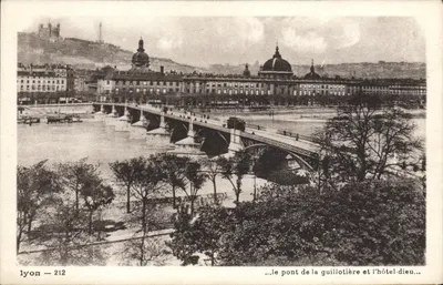 Lyon — O ponte da Guillotière e o hotel-Dieu — Edições J. Collard, Lyon