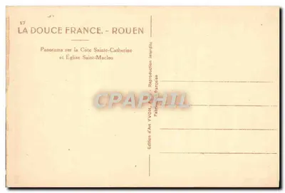 Rouen — Panorama brzegu św. Katarzyny i Kościoła św. Maclou — Wydawnictwo Art YVON — Rewers