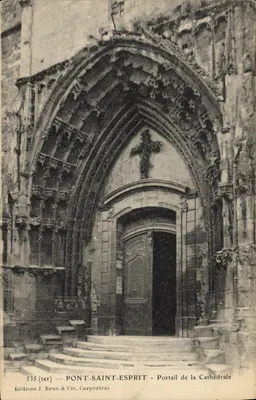 PONT-SAINT-ESPRIT — Portal da Catedral — Edições J. Brun & Cie, Carpentras, n° 535 (ter)