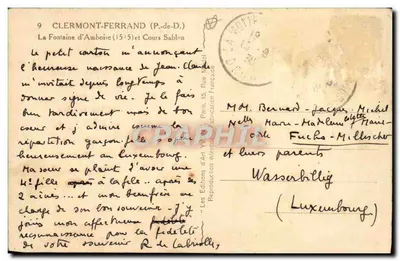 Fontaine d'Amboise (1515) i Cours Sablon — Clermont-Ferrand — Wydawnictwo Yvon — Rewers