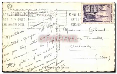 Châtel-Guyon — widok panoramiczny — Wydawnictwo 'LA CIGOGNE' — Rewers