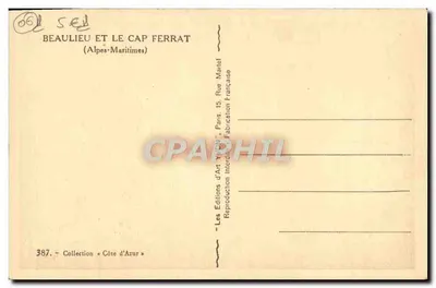 Beaulieu i Cap Ferrat — Alpes-Maritimes — Wydawnictwo Art Wicon, Paryż — Rewers