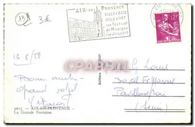 Aix-en-Provence — La Grande Fontaine — Ediciones G. Ligny — Reverso
