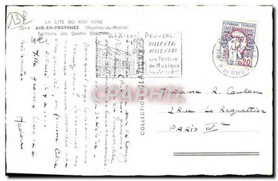 Fonte dos Quatro Delfins — Aix-en-Provence — editada pela Cidade de Arte — Verso