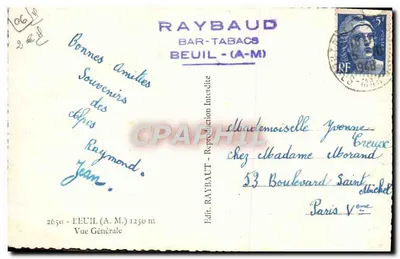 Delfes — Pejzaż ogólny — Wyd. RAYBAUD BAR-TABACS BEUIL (A-M) — Rewers