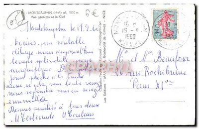 Montdauphin (H-A) — vue générale et le Guil — Les Editions Feuillat — Verso