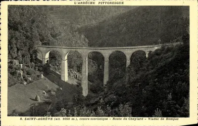 Saint-Agrève (alt. 1050 m.) — centro turístico — Rota do Cheylard — Viaduto de Bompas — A Ardèche pitoresca
