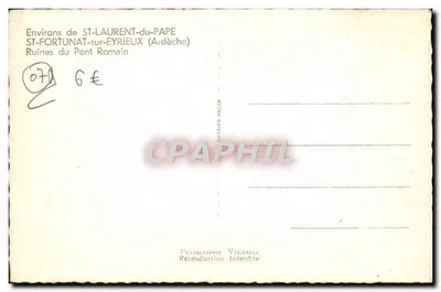 Ruiny Mostu Rzymskiego — Okolice ST-FORTUNAT-sur-EYRIEUX (Ardèche) — Fotografia Somnier Macon — Rewers