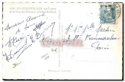 Beaulieu-sur-Mer — Il Casinò e la Baia delle Formiche — Hotel Bedford — Edizione 'La Cigogne' — Verso