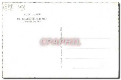 Beaulieu-sur-Mer — Wejście do portu — Zbiór Juvien, 28, rue Marcou, Nice — Rewers