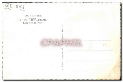 Beaulieu-sur-Mer — Wejście do portu — Collecl. Ravina, 38, rue du Céveau, Nice — Rewers