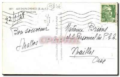 Bilhete postal antigo Aix En Provence Vista Geral — Verso