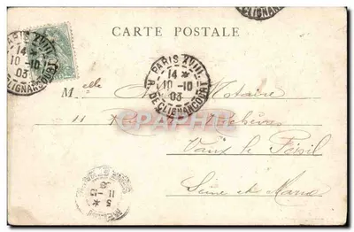 Bilhete postal antigo Paris A Operas — Verso