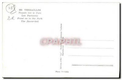 Versailles — Façada na Parku, Parterres — Wydawnictwo Sztuki 'Lys' nr 266 — Rewers