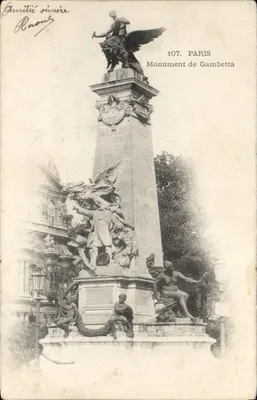 Monument de Gambetta — Paris — éditeur Amitié sincère, n° 107